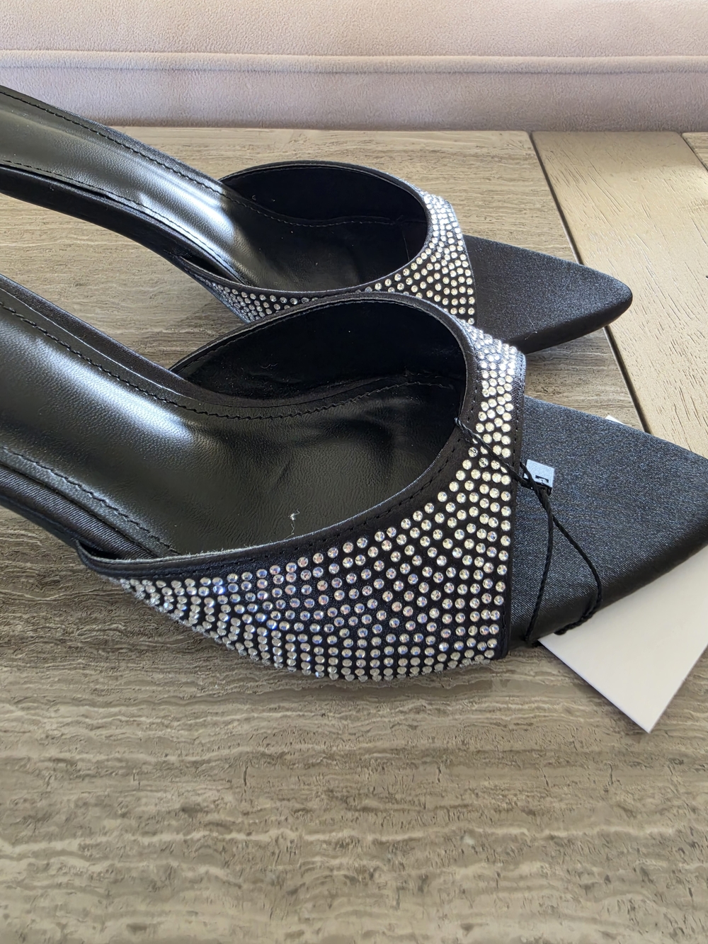 Mango Black Rhinestone Pointed-Toe Mule - Picture 13 of 13